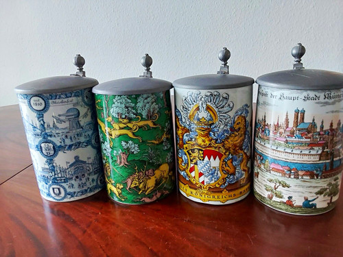 Bierkrug mit zinndeckel - mit,